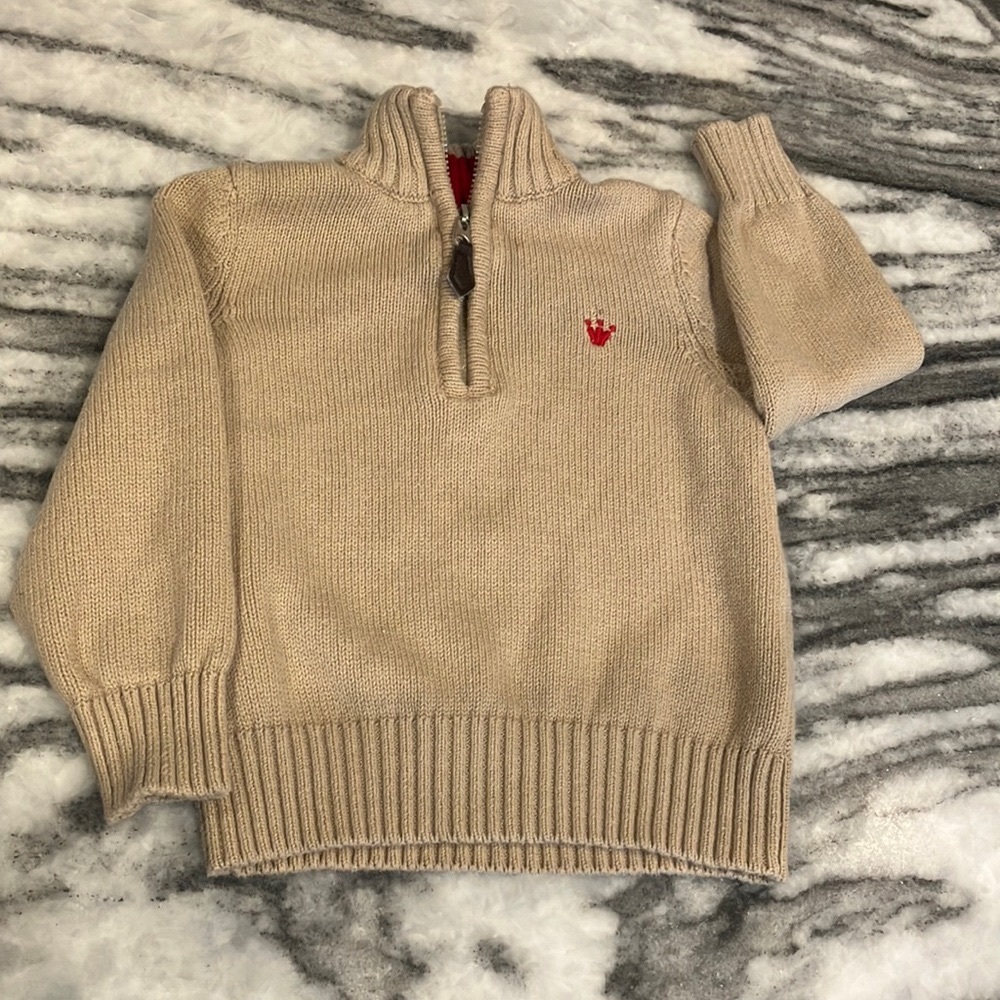 Boys EPK Made In France Tan Pullover Sweater Size 23M 100% Cotton